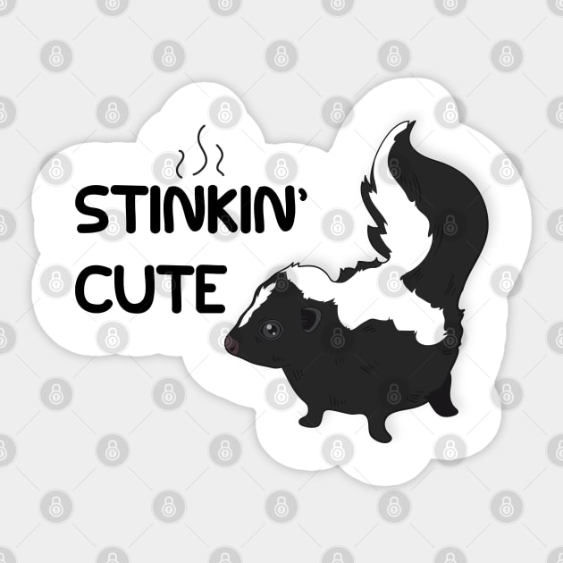 Stinkin' (Stinking) Cute - Adorable Smelly Skunk Stripes Sticker by PozureTees108